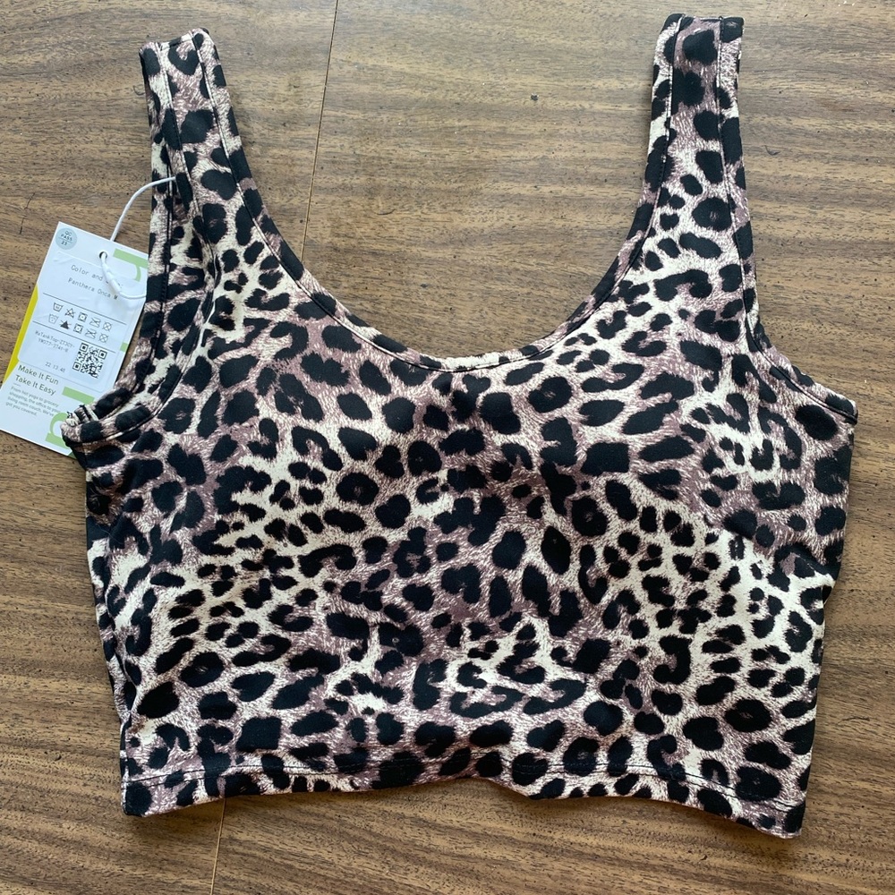 Halara Bra Crop Top Tank Leopard Print